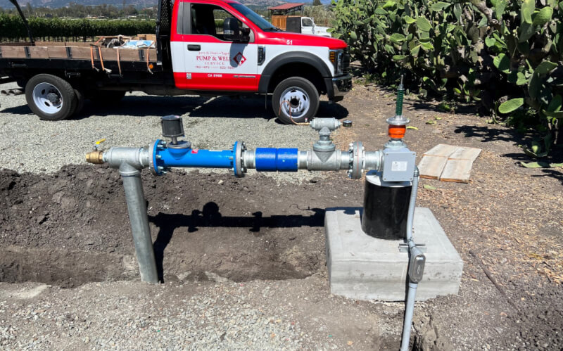 Installing a residential water system.